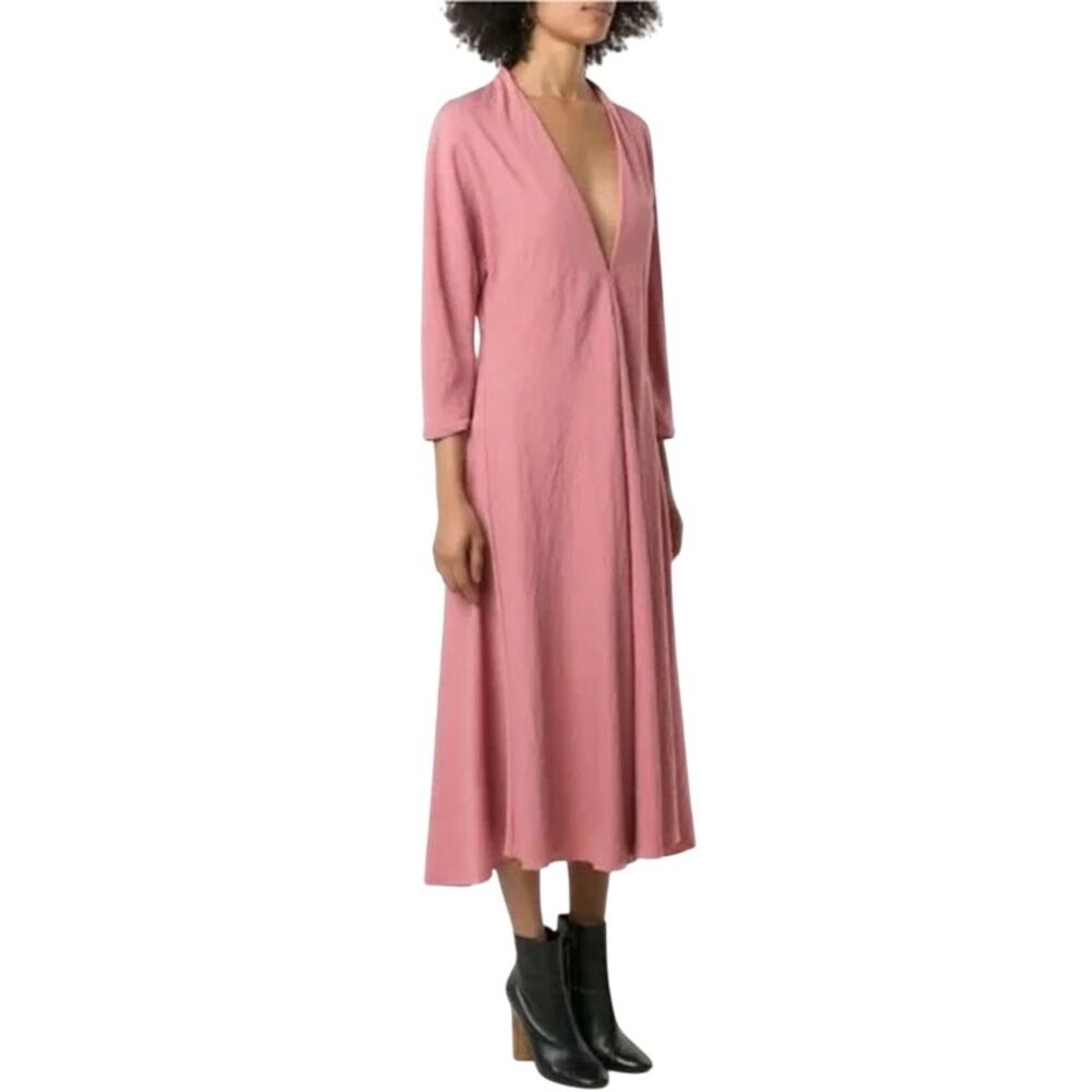 Daniel Cremieux V Neck Belted midi Dress Size 14 Dusty Pink
